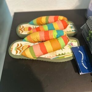 FARM Rio Orange and Green Slippers Vibrant and Comfortable